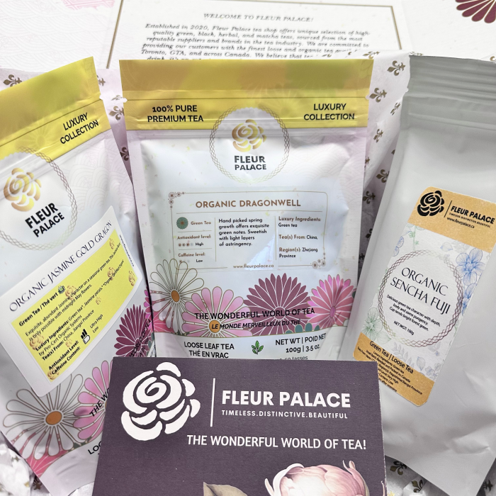 Green Tea Gift Set – Large Box with Organic Jasmine, Organic Dragonwell, Organic Sencha Loose‑Leaf Green Teas