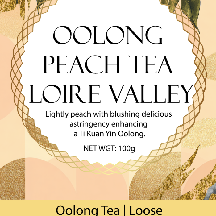 Loire Valley oolong Peach tea loose leaf blend with peach pieces and petals